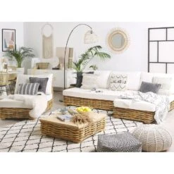 Beliani - VARALLO - Loungeset Voor 4 - Natuurlijk - Rotan -Meubels Voor Thuis 9445837