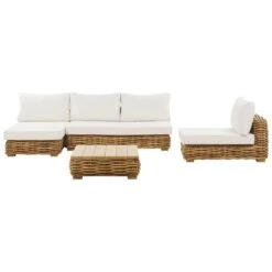 Beliani - VARALLO - Loungeset Voor 4 - Natuurlijk - Rotan -Meubels Voor Thuis 9445840