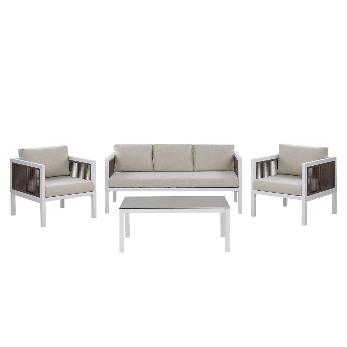 Beliani - BORELLO - Loungeset Voor 5 - Wit - Aluminium 3 Beliani - BORELLO - Loungeset Voor 5 - Wit - Aluminium