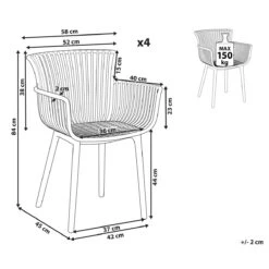 Beliani - PESARO - Tuinstoel Set Van 4 - Rood - Polypropyleen -Meubels Voor Thuis 9446734