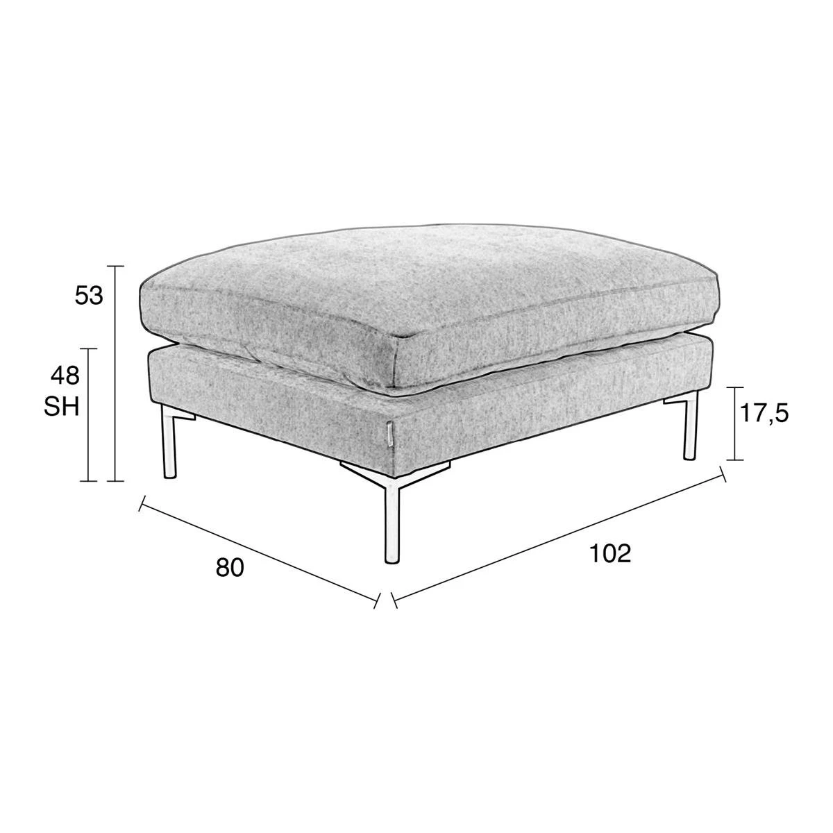 Zuiver Summer Hocker - Latte 14 Zuiver Summer Hocker - Latte - Afbeelding 12