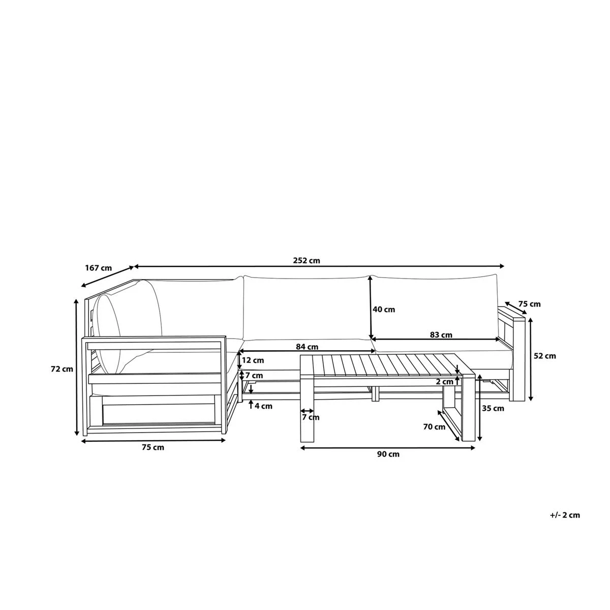Beliani-TIMOR-Loungeset Voor 4-Lichte Houtkleur-FSC® Acaciahout 13 Beliani-TIMOR-Loungeset Voor 4-Lichte Houtkleur-FSC® Acaciahout - Afbeelding 11