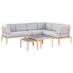 Beliani - RIMA III - Loungeset Voor 6 - Grijs - Polyester -Meubels Voor Thuis 9449646