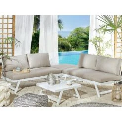 Beliani - COCCORINO - Loungeset Voor 5 - Grijs - Aluminium -Meubels Voor Thuis 9449769