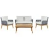Beliani - MERANO - Loungeset Voor 4 - Wit - Acaciahout 2 Beliani - MERANO - Loungeset Voor 4 - Wit - Acaciahout -Meubels Voor Thuis 9450073