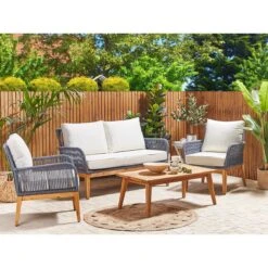 Beliani - MERANO - Loungeset Voor 4 - Wit - Acaciahout 14 Beliani - MERANO - Loungeset Voor 4 - Wit - Acaciahout -Meubels Voor Thuis 9450076