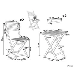 Beliani - FIJI - Bistroset Voor 2 - Wit |Blauw - Acaciahout 16 Beliani - FIJI - Bistroset Voor 2 - Wit |Blauw - Acaciahout -Meubels Voor Thuis 9451427
