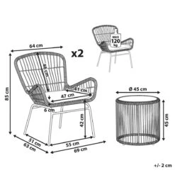 Beliani - LABICO - Bistroset Voor 2 - Natuurlijk - PE Rotan -Meubels Voor Thuis 9451473