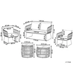 Beliani - RAVELLO - Loungeset Voor 4 - Natuurlijk - PE Rotan -Meubels Voor Thuis 9451698
