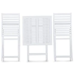 Beliani - FIJI - Bistroset Voor 2 - Wit |Blauw - Acaciahout 13 Beliani - FIJI - Bistroset Voor 2 - Wit |Blauw - Acaciahout -Meubels Voor Thuis 9453827