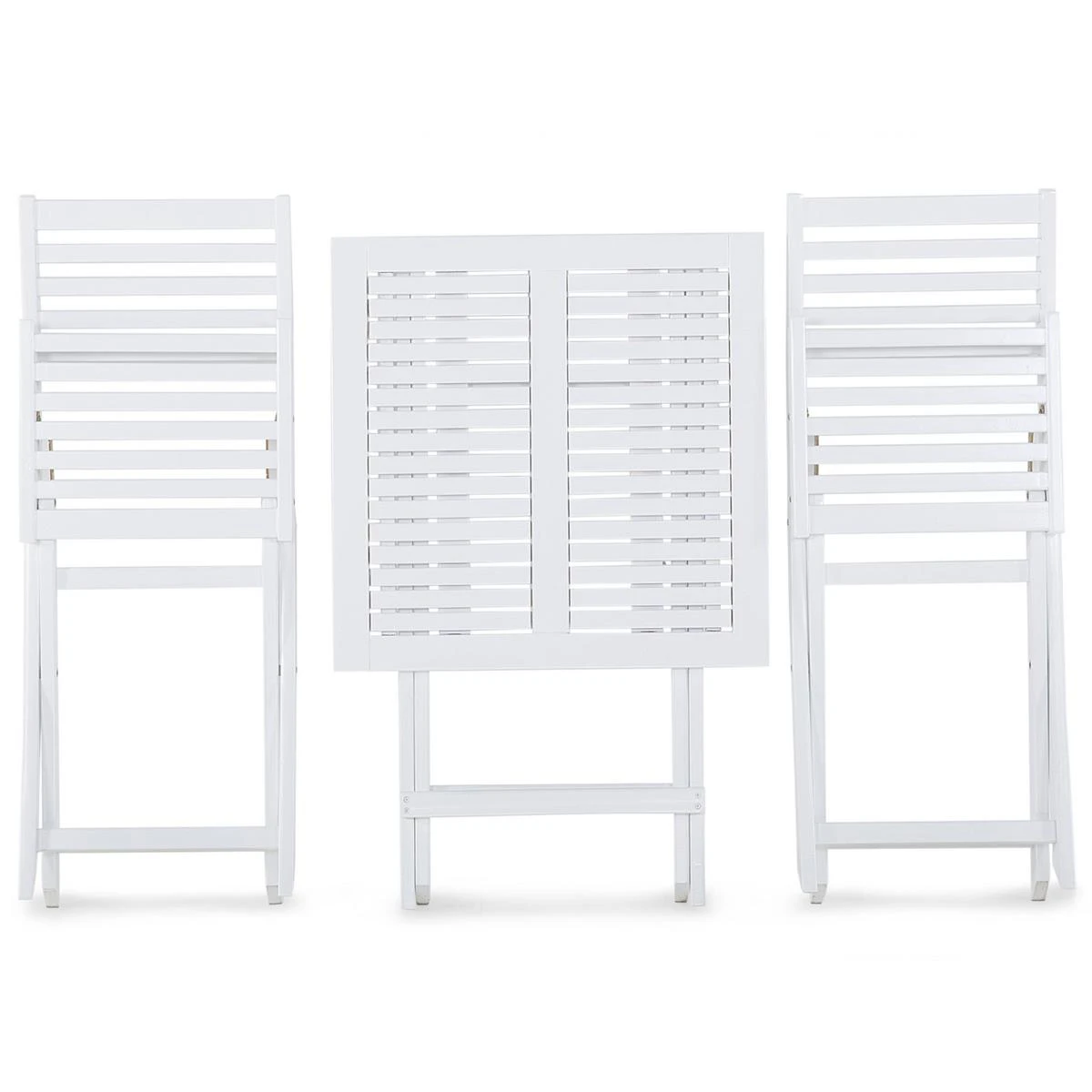 Beliani - FIJI - Bistroset Voor 2 - Wit |Blauw - Acaciahout 5 Beliani - FIJI - Bistroset Voor 2 - Wit |Blauw - Acaciahout - Afbeelding 3