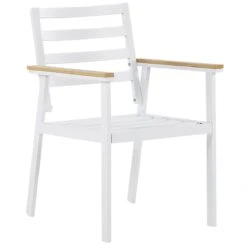 Beliani - CAVOLI - Tuinset Voor 4 - Wit|Beige - Aluminium -Meubels Voor Thuis 9454322