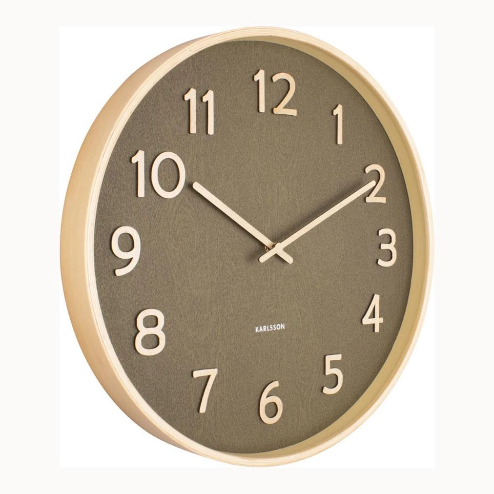 Karlsson Pure Wood Grain Klok - Mosgroen 7 Karlsson Pure Wood Grain Klok - Mosgroen - Afbeelding 5