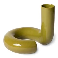 HKliving HK Objects Vaas - Glossy Olive -Meubels Voor Thuis 9470028