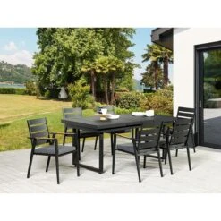 Beliani - VALCANETTO|TAVIANO - Tuinset Voor 6 - Zwart - Aluminium 12 Beliani - VALCANETTO|TAVIANO - Tuinset Voor 6 - Zwart - Aluminium -Meubels Voor Thuis 9485598