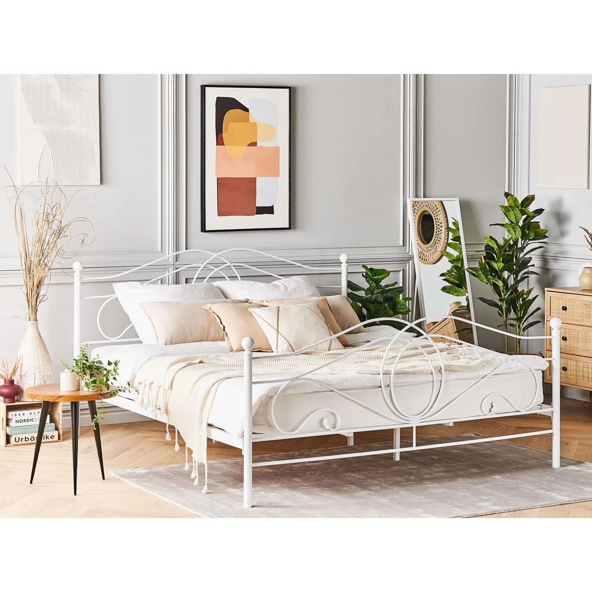 Beliani - LYRA - Tweepersoonsbed - Wit - 140 X 200 Cm - Metaal 4 Beliani - LYRA - Tweepersoonsbed - Wit - 140 X 200 Cm - Metaal - Afbeelding 2