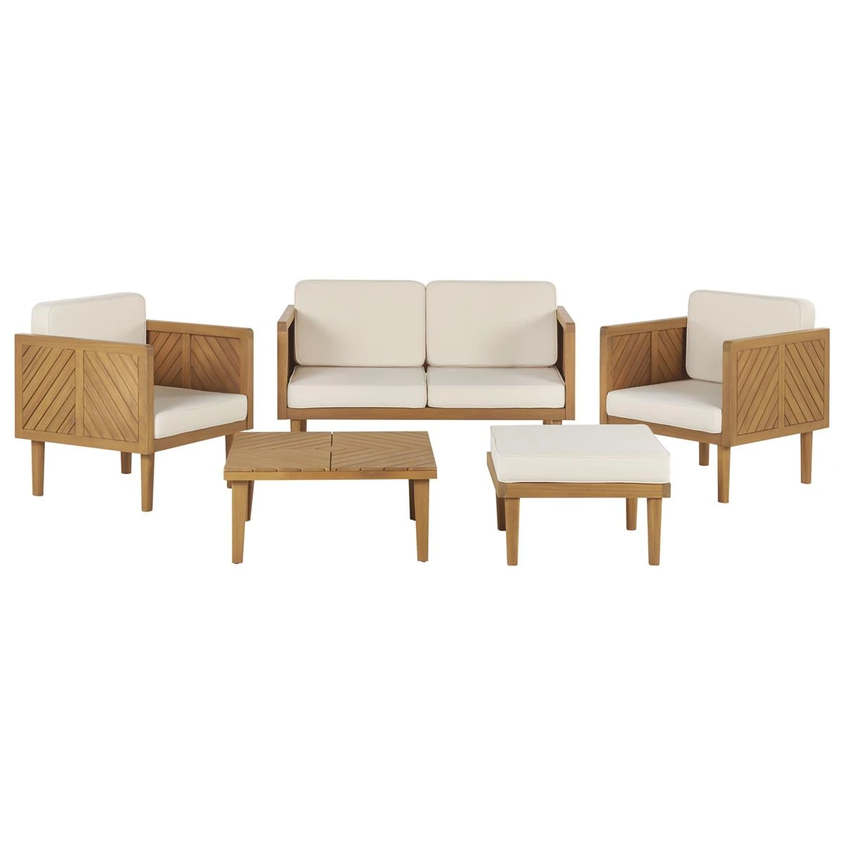 Beliani - BARATTI - Loungeset Voor 4 - Lichte Houtkleur - Acaciahout 3 Beliani - BARATTI - Loungeset Voor 4 - Lichte Houtkleur - Acaciahout