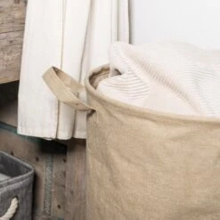 QUVIO Wasmand Rond - Kraftlook - L -Meubels Voor Thuis 9567391