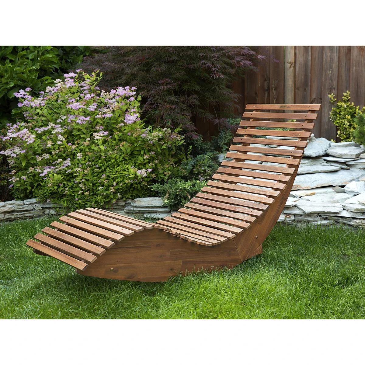 Beliani - BRESCIA - Strandstoel - Lichte Houtkleur - Acaciahout 4 Beliani - BRESCIA - Strandstoel - Lichte Houtkleur - Acaciahout - Afbeelding 2