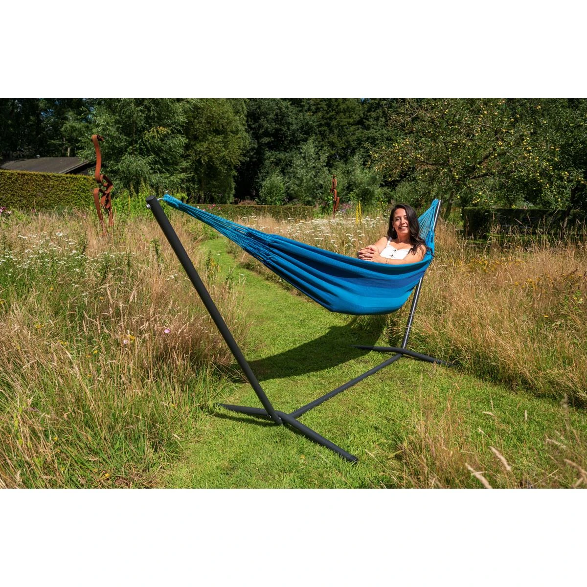 Tropilex® Hangmat Met Standaard Eénpersoons Easy & Dream Blue Blauw 4 Tropilex® Hangmat Met Standaard Eénpersoons Easy & Dream Blue Blauw - Afbeelding 2