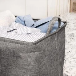 QUVIO Wasmand 'Laundry' - Grijs - L -Meubels Voor Thuis 9596304