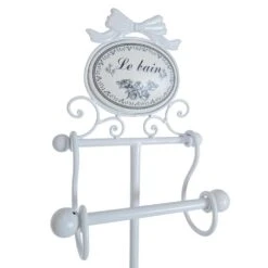 Clayre & Eef WC Rol Houder 22x13x77 Cm Wit Ijzer Keramiek -Meubels Voor Thuis 9599940