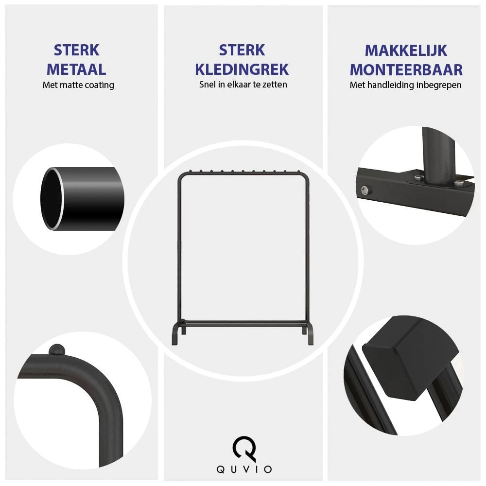 QUVIO Kledingrek Met Schoenen Opbergruimte Zwart 5 QUVIO Kledingrek Met Schoenen Opbergruimte Zwart - Afbeelding 3