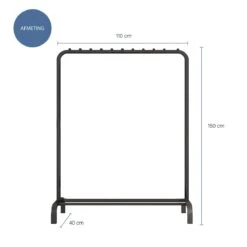 QUVIO Kledingrek Met Schoenen Opbergruimte Zwart 11 QUVIO Kledingrek Met Schoenen Opbergruimte Zwart -Meubels Voor Thuis 9616516