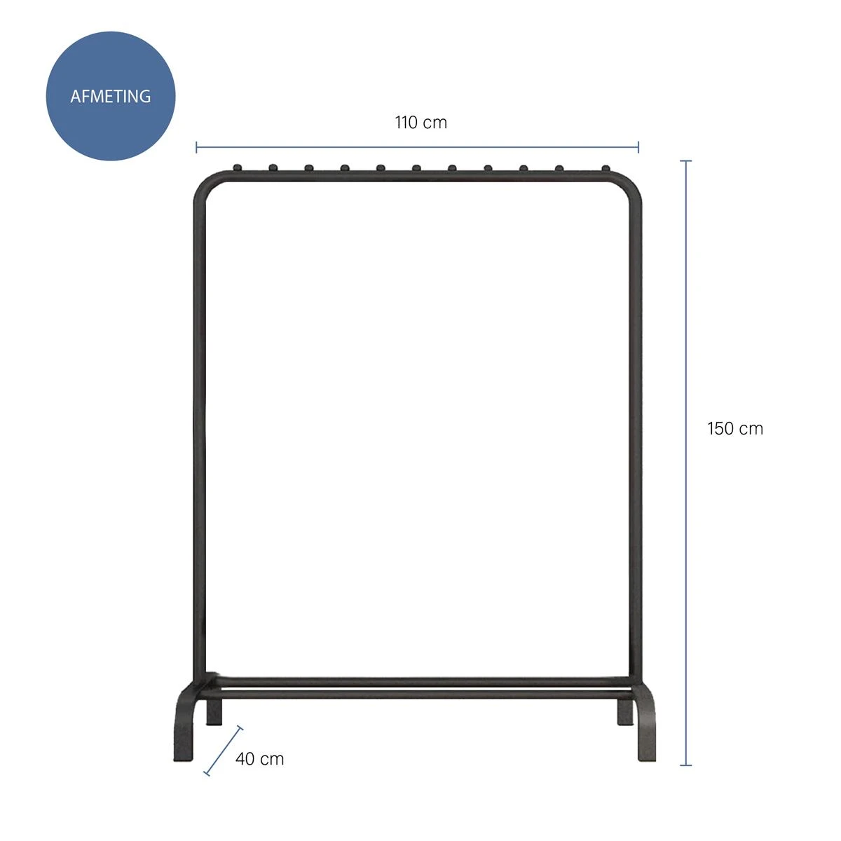QUVIO Kledingrek Met Schoenen Opbergruimte Zwart 6 QUVIO Kledingrek Met Schoenen Opbergruimte Zwart - Afbeelding 4