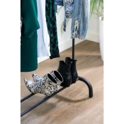 QUVIO Kledingrek Met Schoenen Opbergruimte Zwart 12 QUVIO Kledingrek Met Schoenen Opbergruimte Zwart -Meubels Voor Thuis 9616519