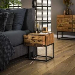 Hoyz - Nachtkastje Mill - 1 Lade - Zwart Bruin - 40x35x50 -Meubels Voor Thuis 9616685