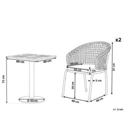 Beliani - PALMI - Bistroset Voor 2 - Grijs - Staal -Meubels Voor Thuis 9684458