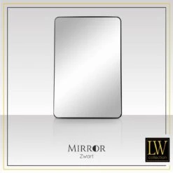 LW Collection Wandspiegel 61x91cm Rechthoek Zwart -Meubels Voor Thuis 9699804