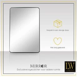 LW Collection Wandspiegel 61x91cm Rechthoek Zwart -Meubels Voor Thuis 9699810