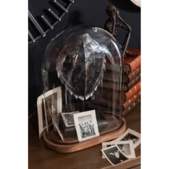 J-Line Stolp Ovaal Hout Glas Bruin Small -Meubels Voor Thuis 9718033