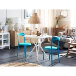 Beliani - SERSALE|CAMOGLI - Bistroset Voor 2 - Blauw|Wit - Synthetisch 13 Beliani - SERSALE|CAMOGLI - Bistroset Voor 2 - Blauw|Wit - Synthetisch -Meubels Voor Thuis 9738103