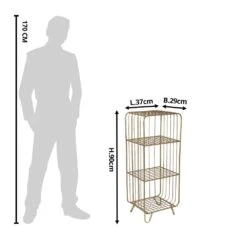 Clayre & Eef Nachtkastje 37x29x90 Cm Goudkleurig Ijzer Rechthoek -Meubels Voor Thuis 9745849