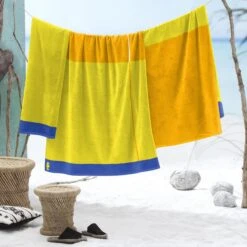 Seahorse Strandlaken Block - Katoen - 100x180cm - Geel -Meubels Voor Thuis 9752178