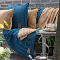 Knit Factory Uni Gebreid Plaid - Woondeken - Antraciet - 160x130 Cm -Meubels Voor Thuis 9761303