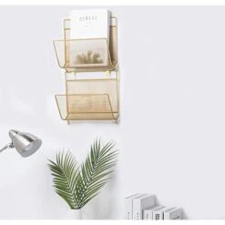 QUVIO Tijdschriften Organizer Wandmontage Goud -Meubels Voor Thuis 9777382