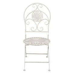 Clayre & Eef Bistroset Bistrotafel Bistrostoel 3-delig Ø 70x76 Cm Wit -Meubels Voor Thuis 9790629