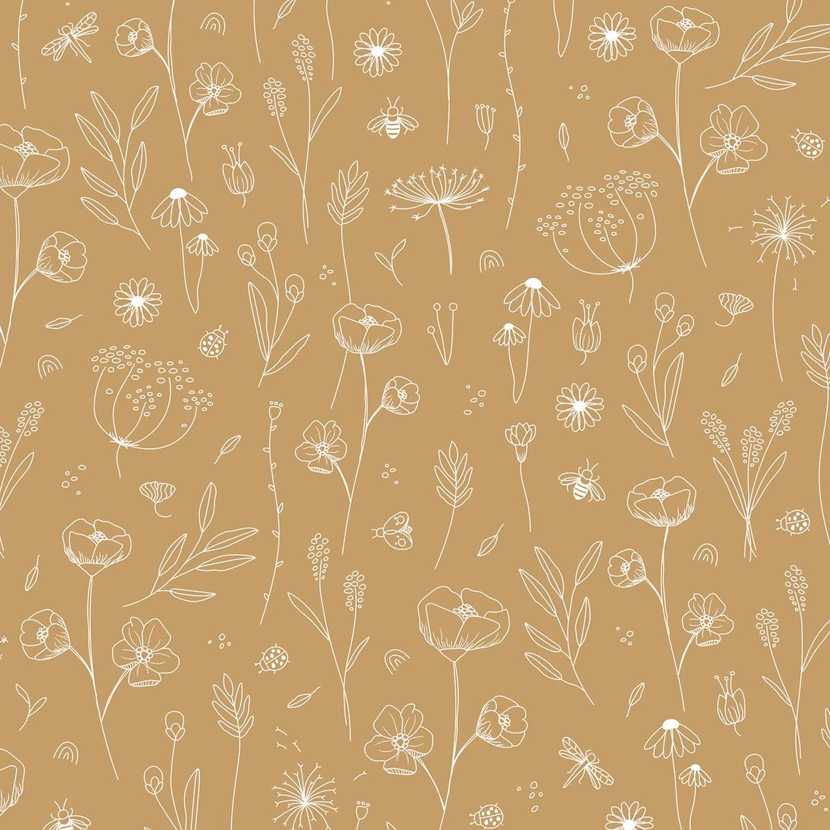 Little Dutch Vliesbehang | Wild Flowers Ochre - Oranje - 10mx53cm 10 Little Dutch Vliesbehang | Wild Flowers Ochre - Oranje - 10mx53cm - Afbeelding 8