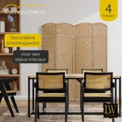 LW Collection Kamerscherm 4 Panelen Bruin 170x160cm -Meubels Voor Thuis 9797182