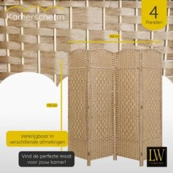 LW Collection Kamerscherm 4 Panelen Bruin 170x160cm -Meubels Voor Thuis 9797201