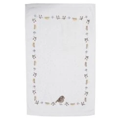 Clayre & Eef Gastendoekje 40x66 Cm Beige Bruin Katoen Vogel Toilet -Meubels Voor Thuis 9800643