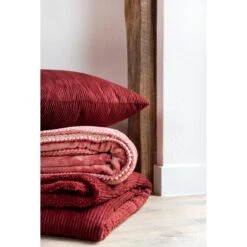 Mistral Home - Plaid-Polyester-Corduroy Sherpa-150x200 Cm-Rood -Meubels Voor Thuis 9801380