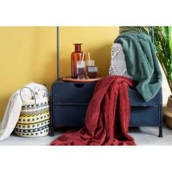 Mistral Home - Plaid-Polyester-Corduroy Sherpa-150x200 Cm-Rood -Meubels Voor Thuis 9801384