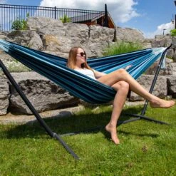 Vivere Combo - Dubbele Hangmat Met Standaard - Blue Lagoon 11 Vivere Combo - Dubbele Hangmat Met Standaard - Blue Lagoon -Meubels Voor Thuis 9806790