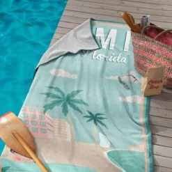 Seahorse Miami - Strandlaken - Katoen - 90x170cm - Mint -Meubels Voor Thuis 9811853