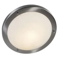 QAZQA Moderne Plafonnière Staal 31 Cm IP44 - Yuma -Meubels Voor Thuis 9833163